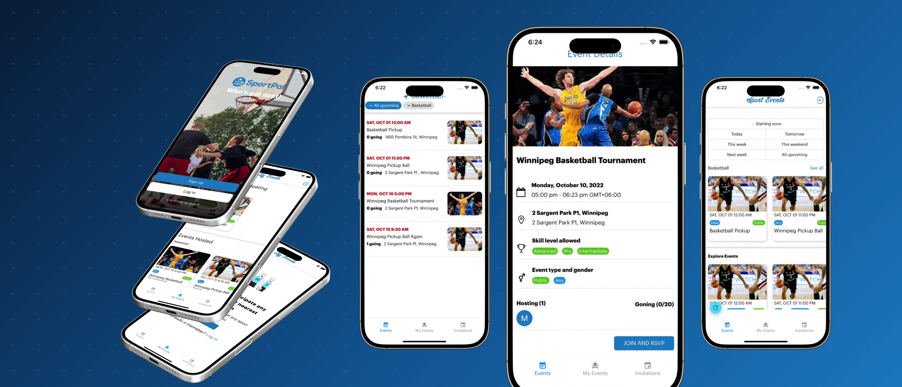 SportPal game discovery screens