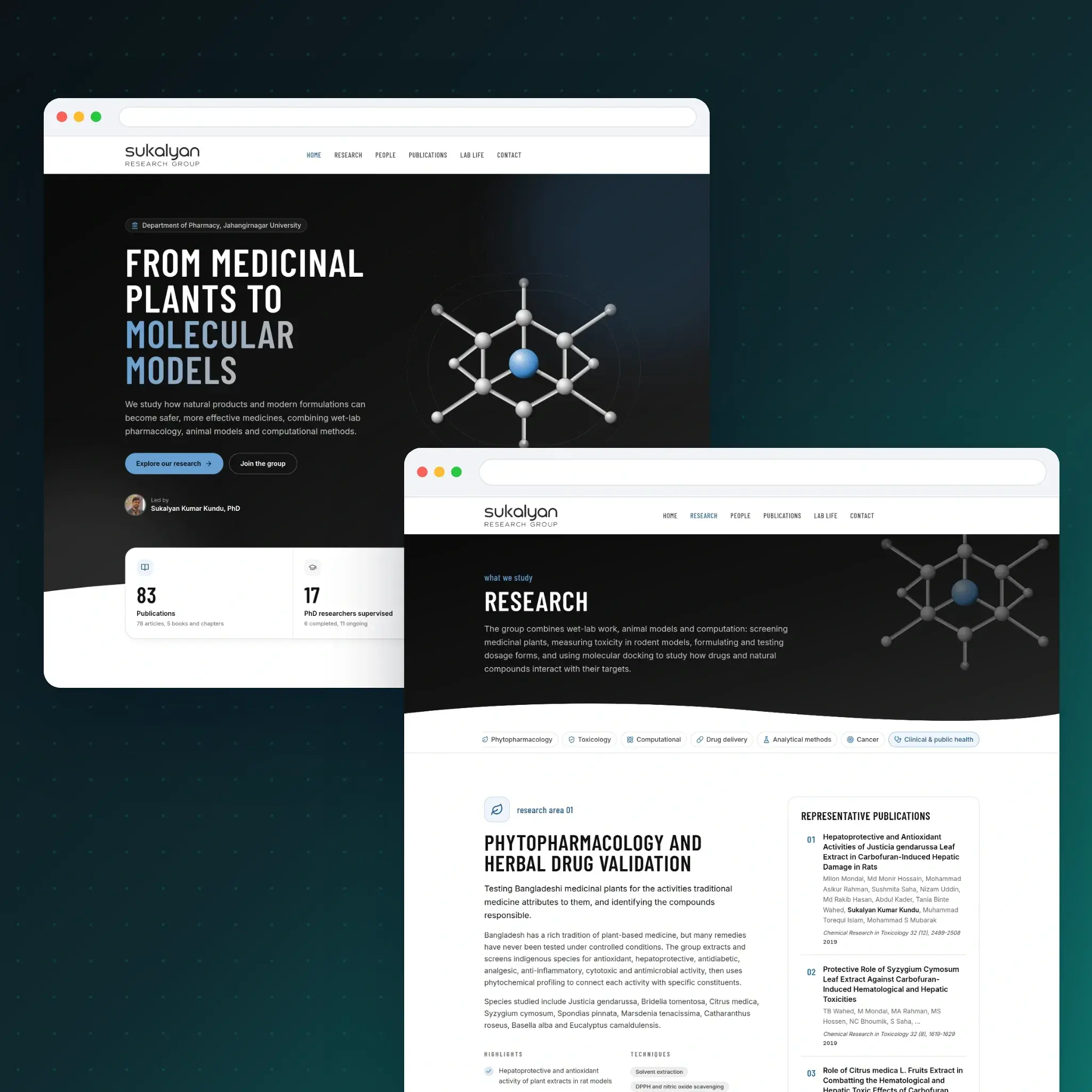 Sukalyan Research Group website on desktop