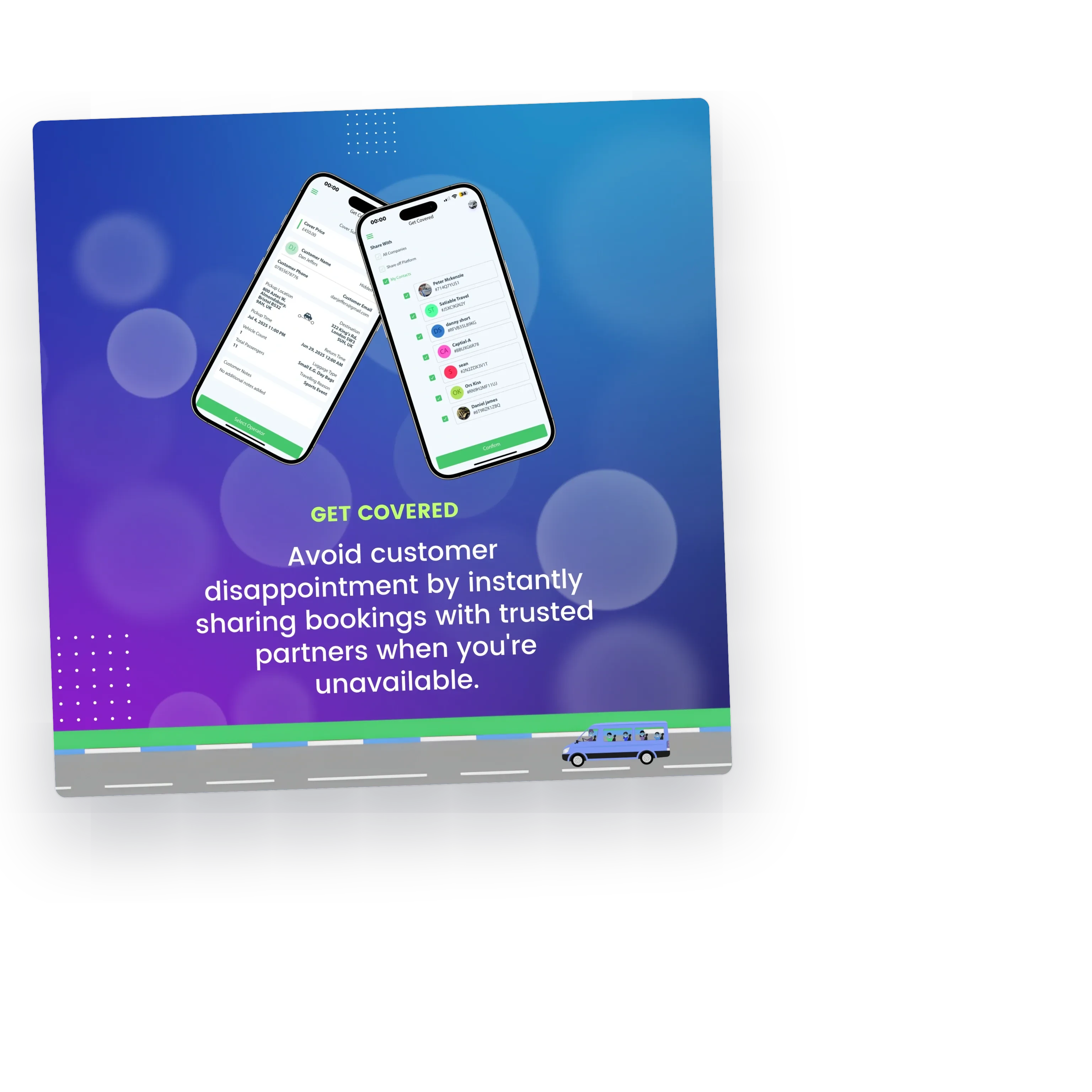 Advertisement: get covered, share bookings with trusted partners when you are unavailable