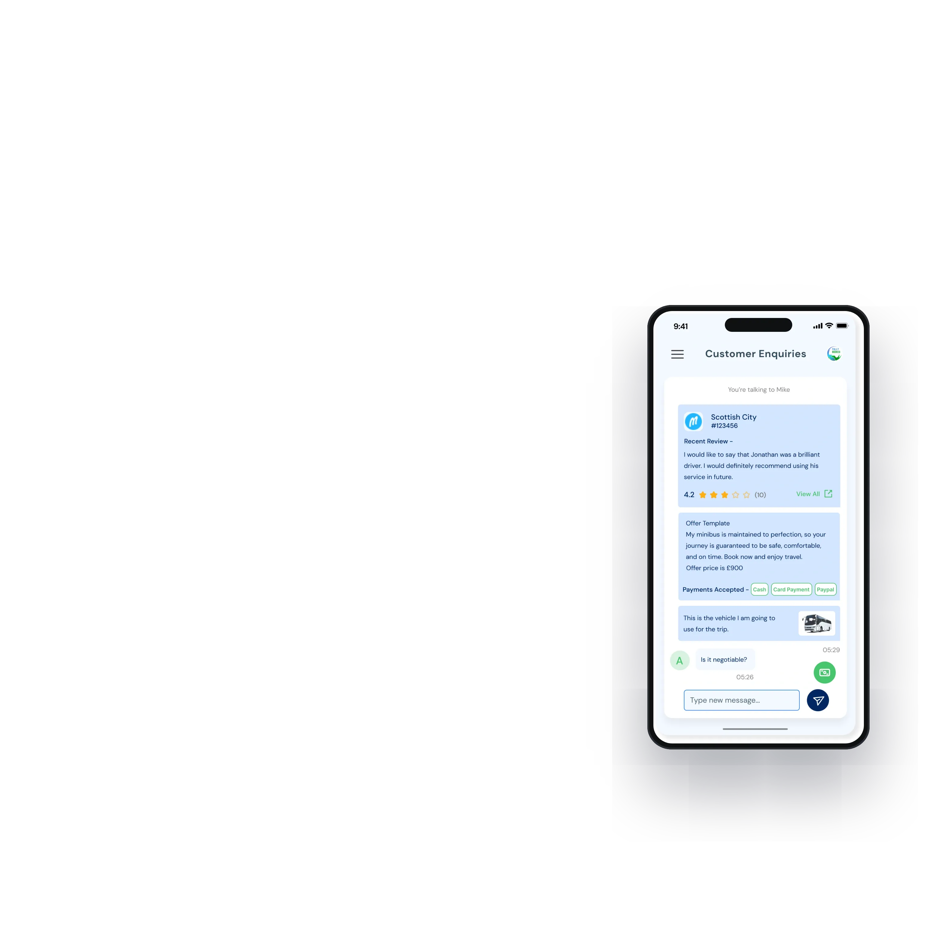 The operator side of the same chat in the app