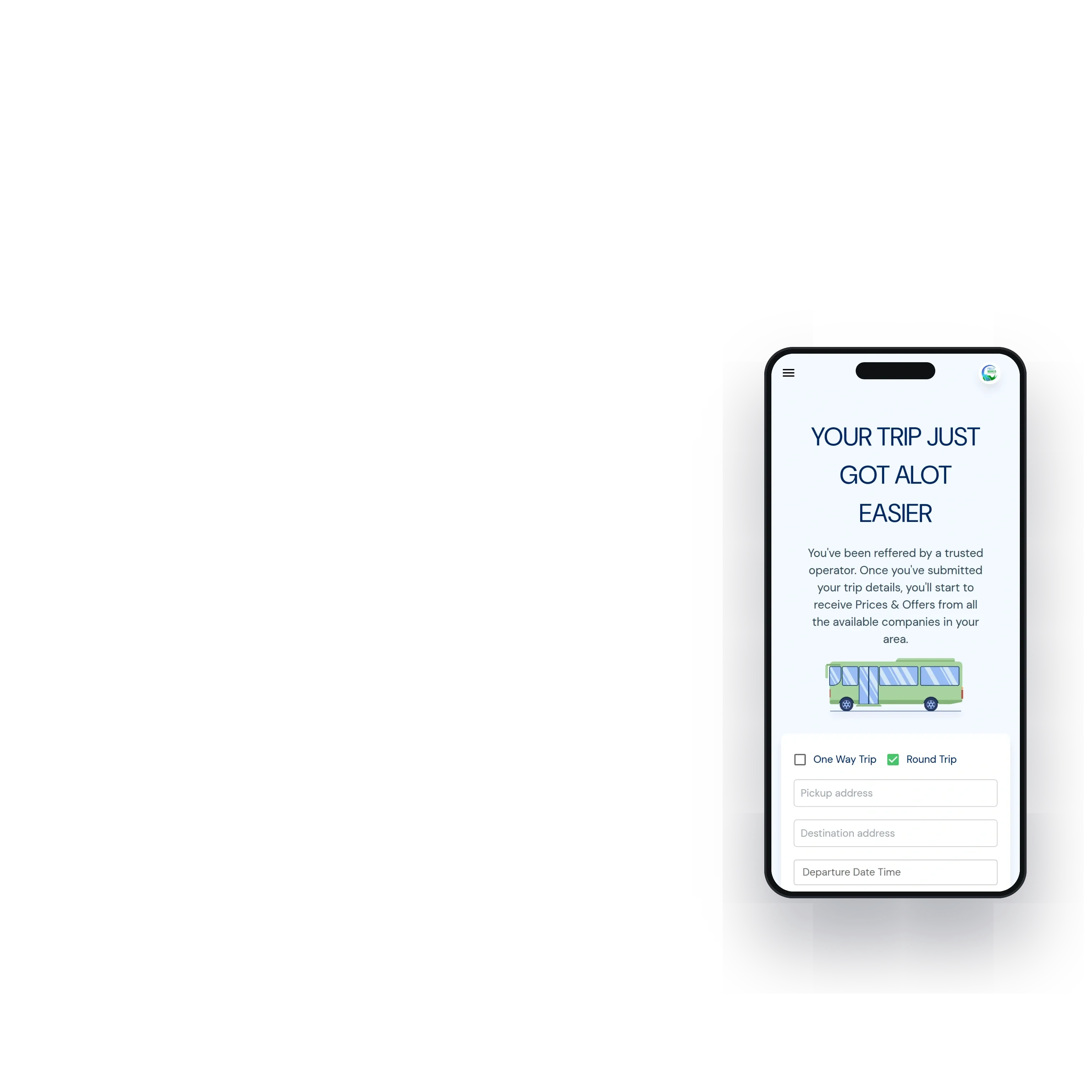 The same form at phone width on the live site