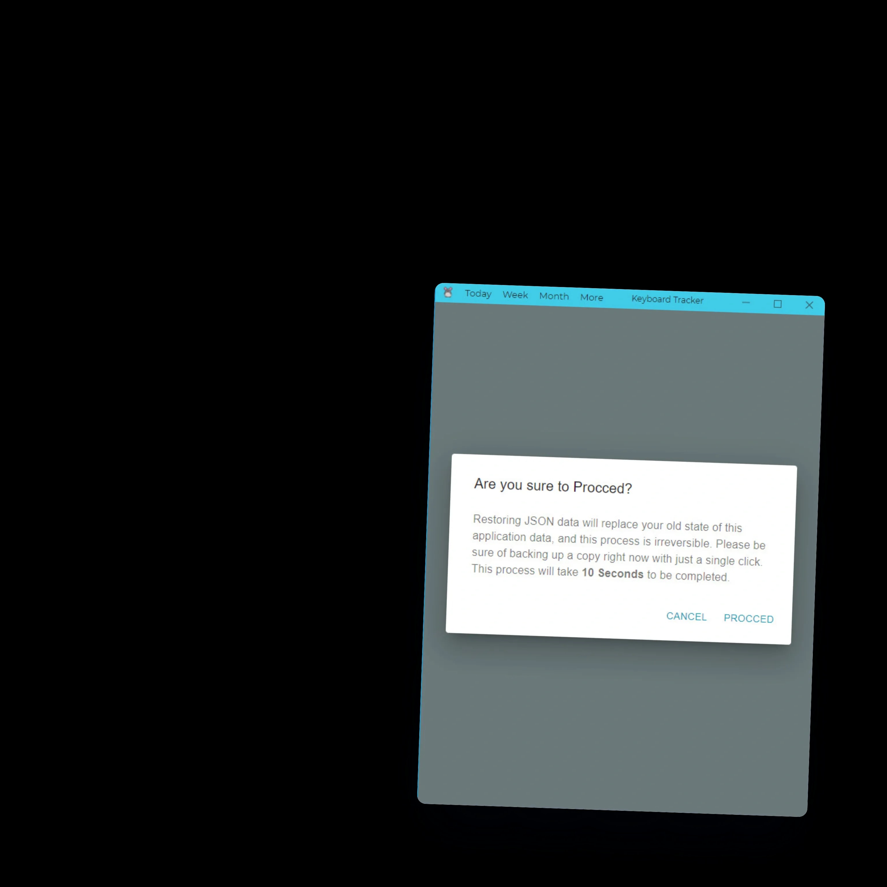 The warning before a restore replaces the current history