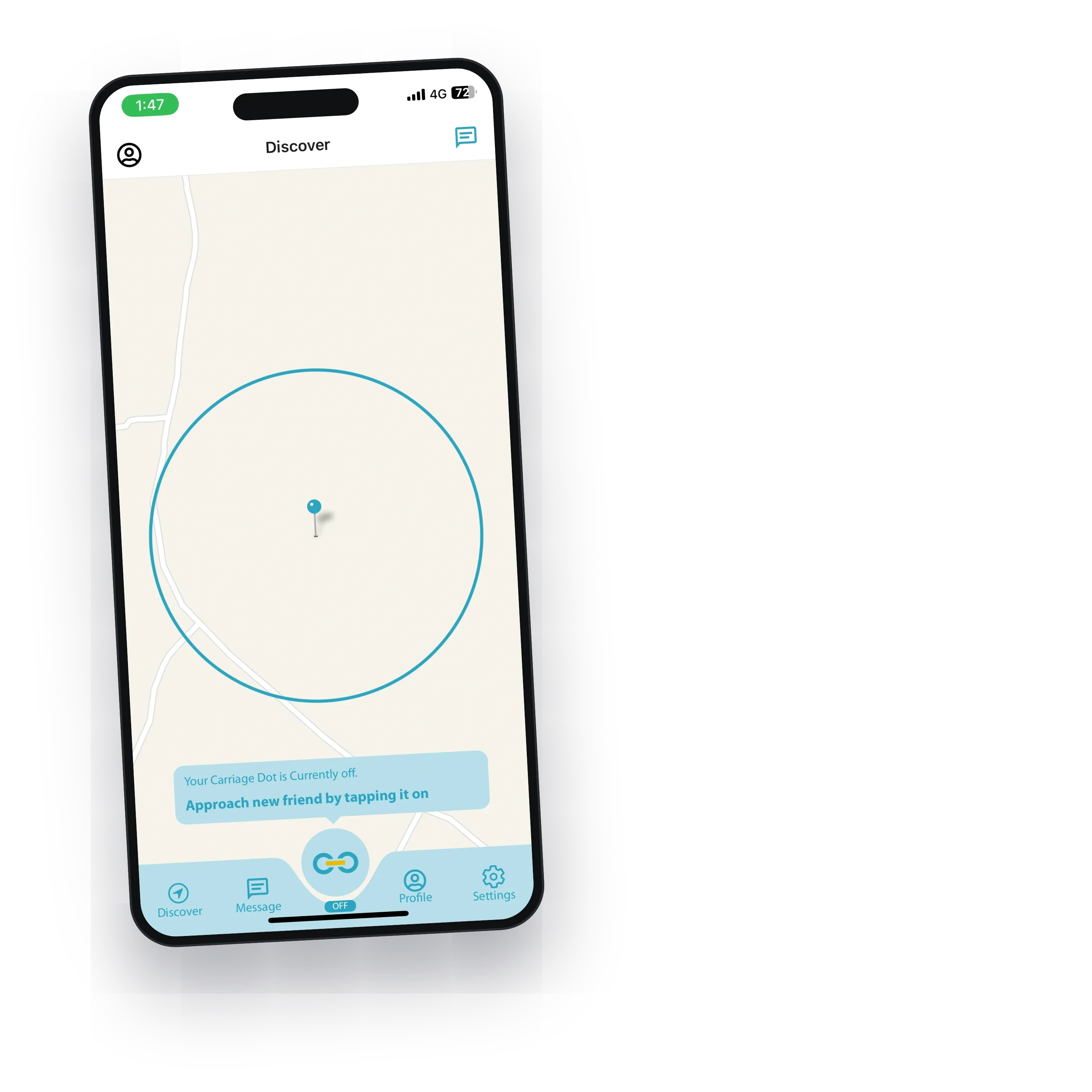 Discover with the Carriage dot switched off and the prompt to tap it on