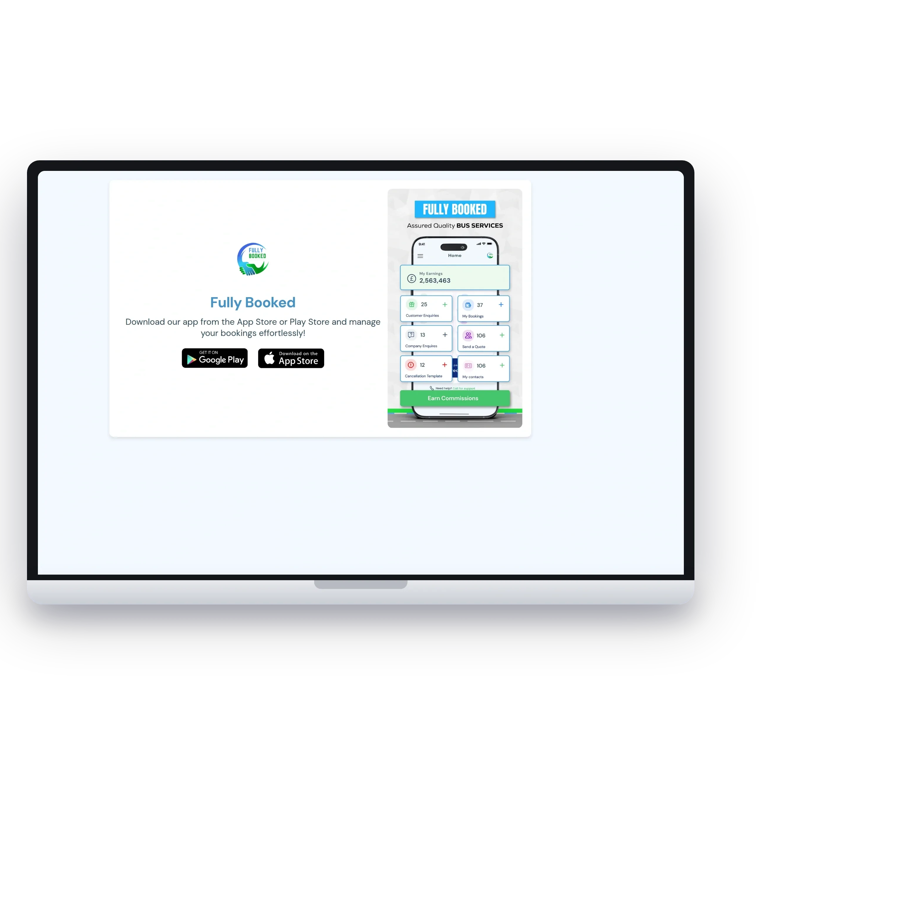 The operator site that serves the app association files and the download links, on a laptop
