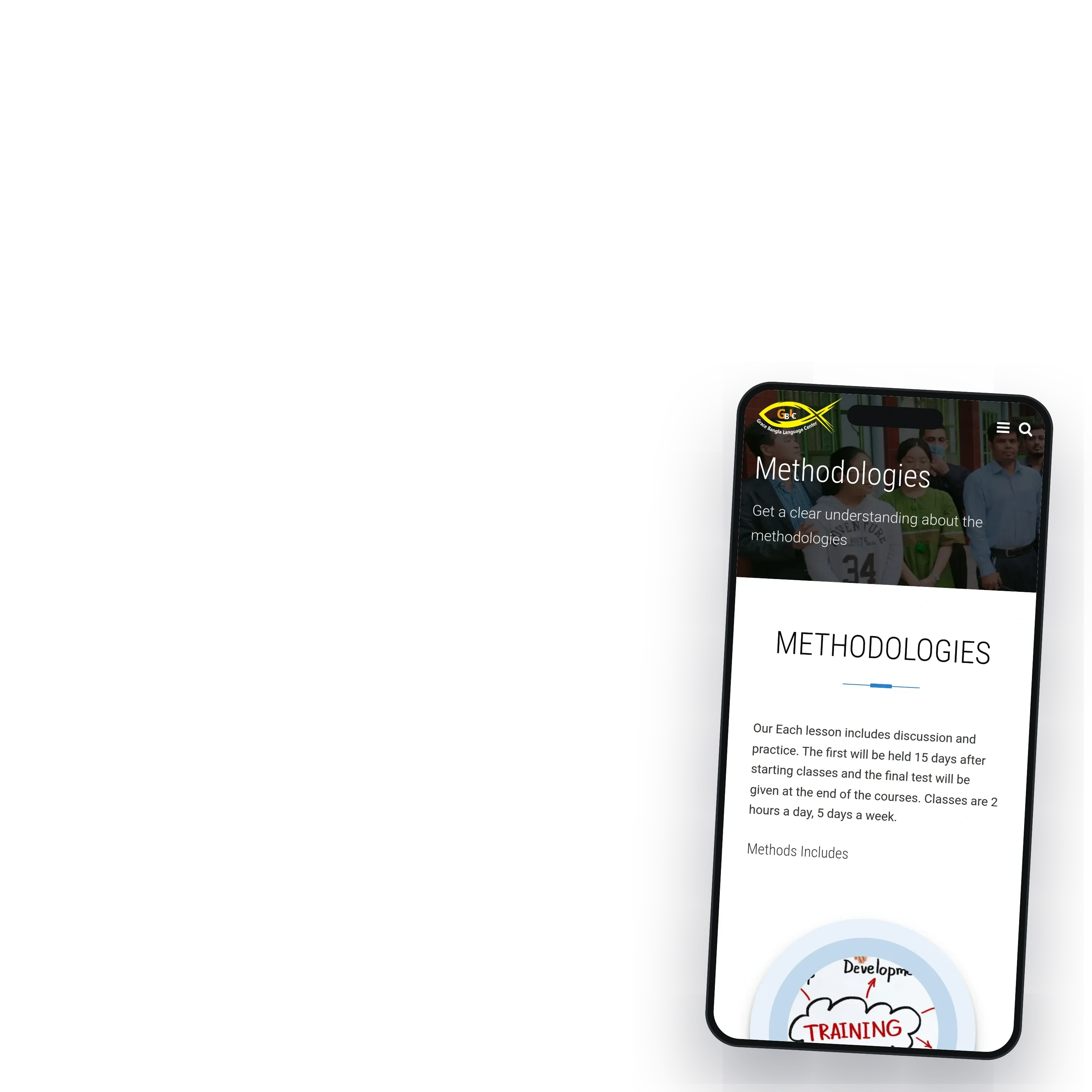 The methodology page at phone width