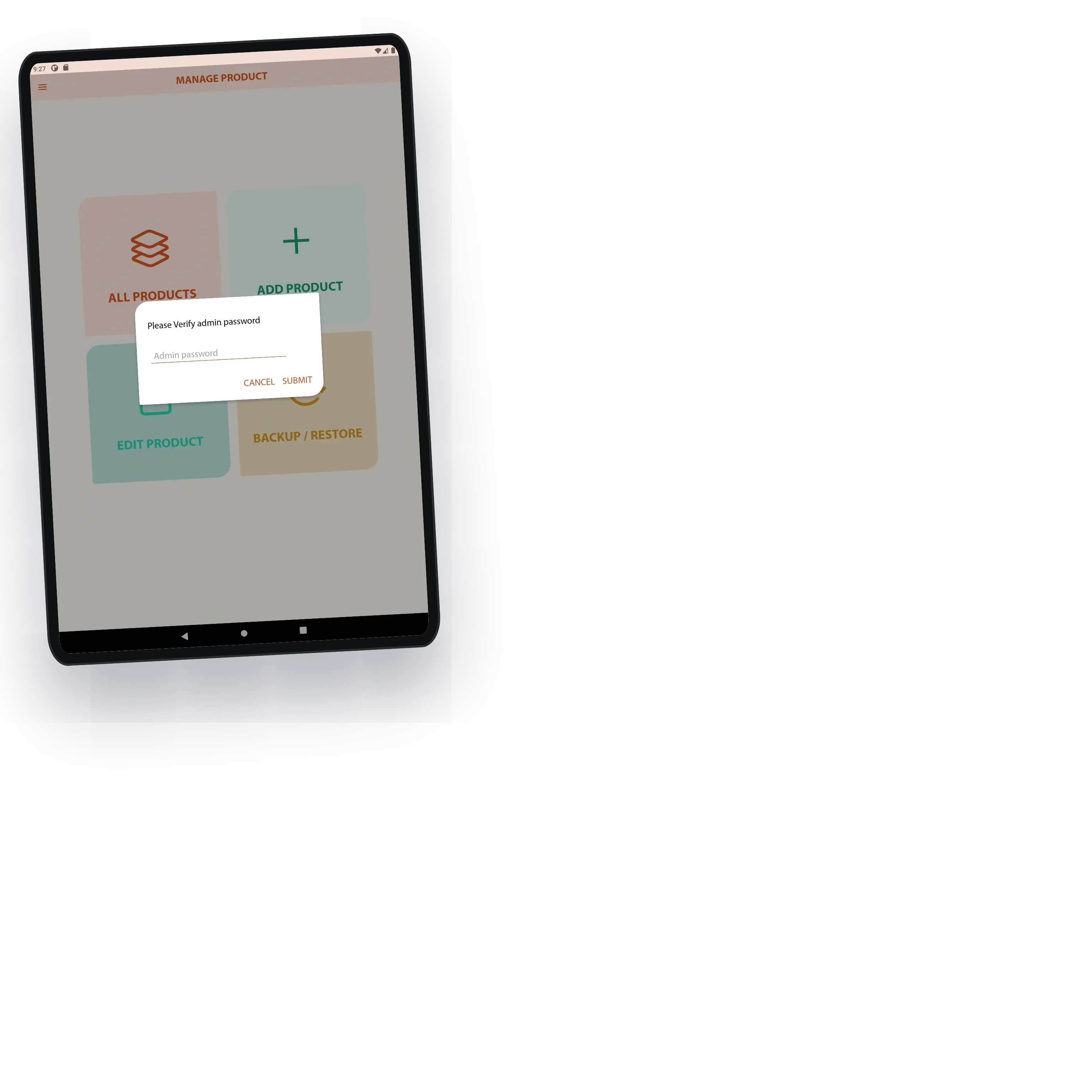 Backup and restore asking for the admin password first