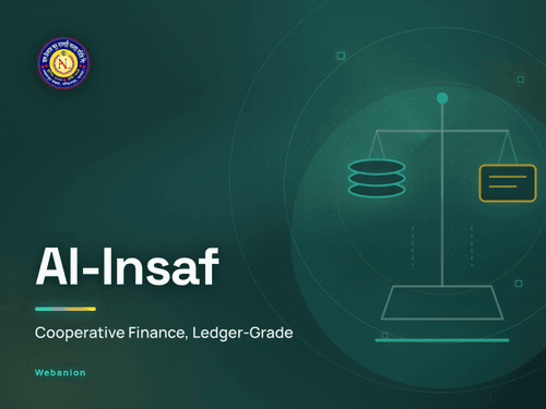 Al-Insaf cooperative finance platform showing member records, savings and loans, on seeded demonstration data.