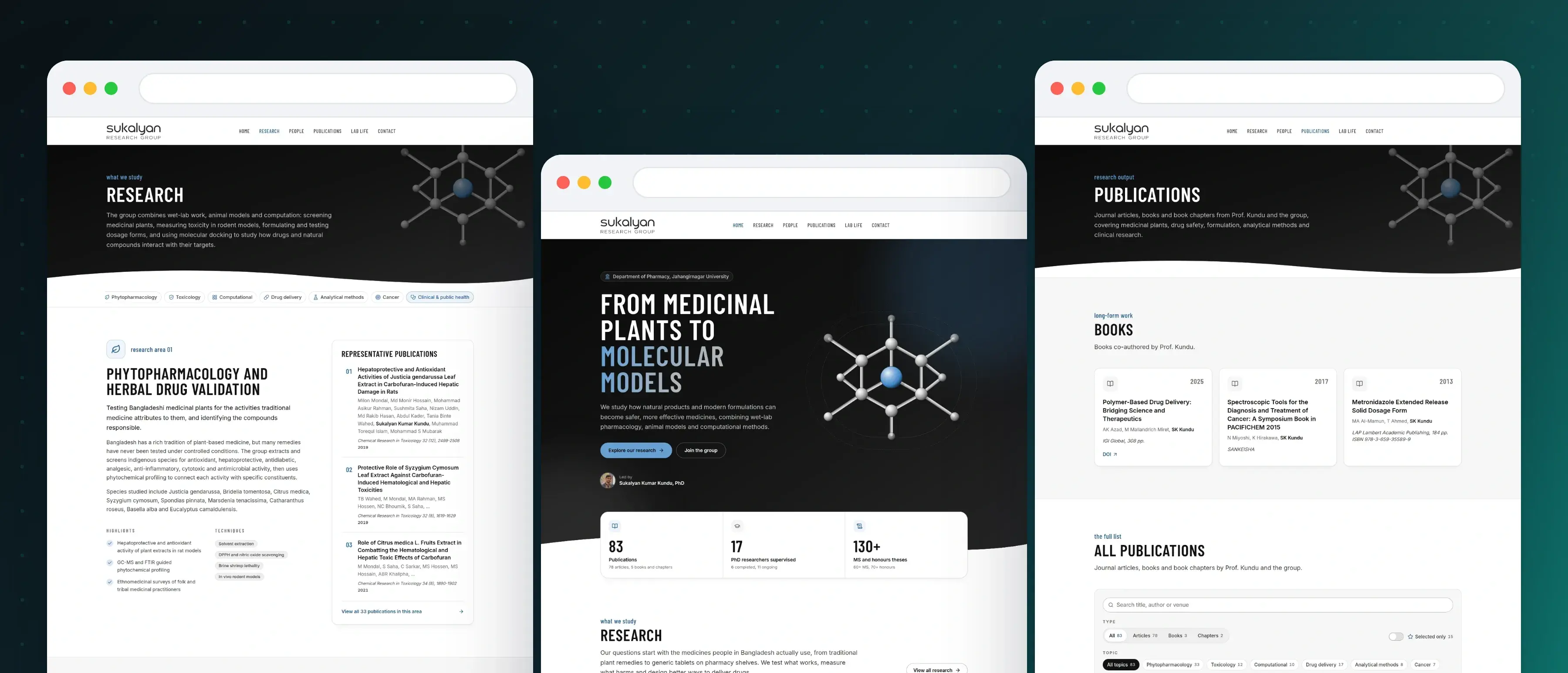 Sukalyan Research Group website pages