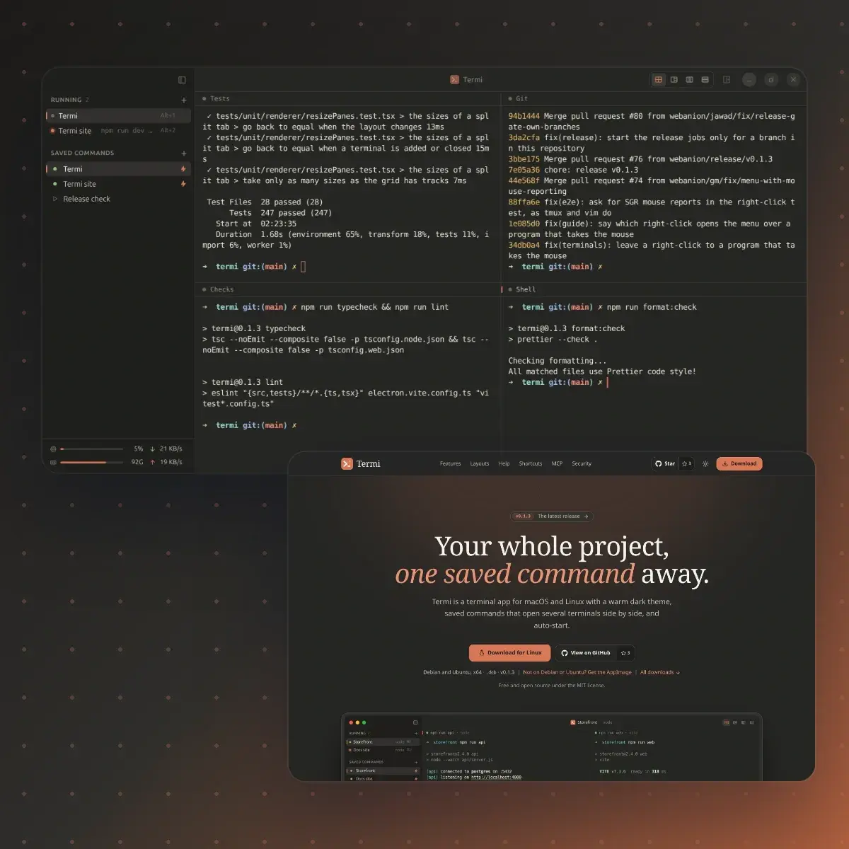 Termi on Linux, and its product site